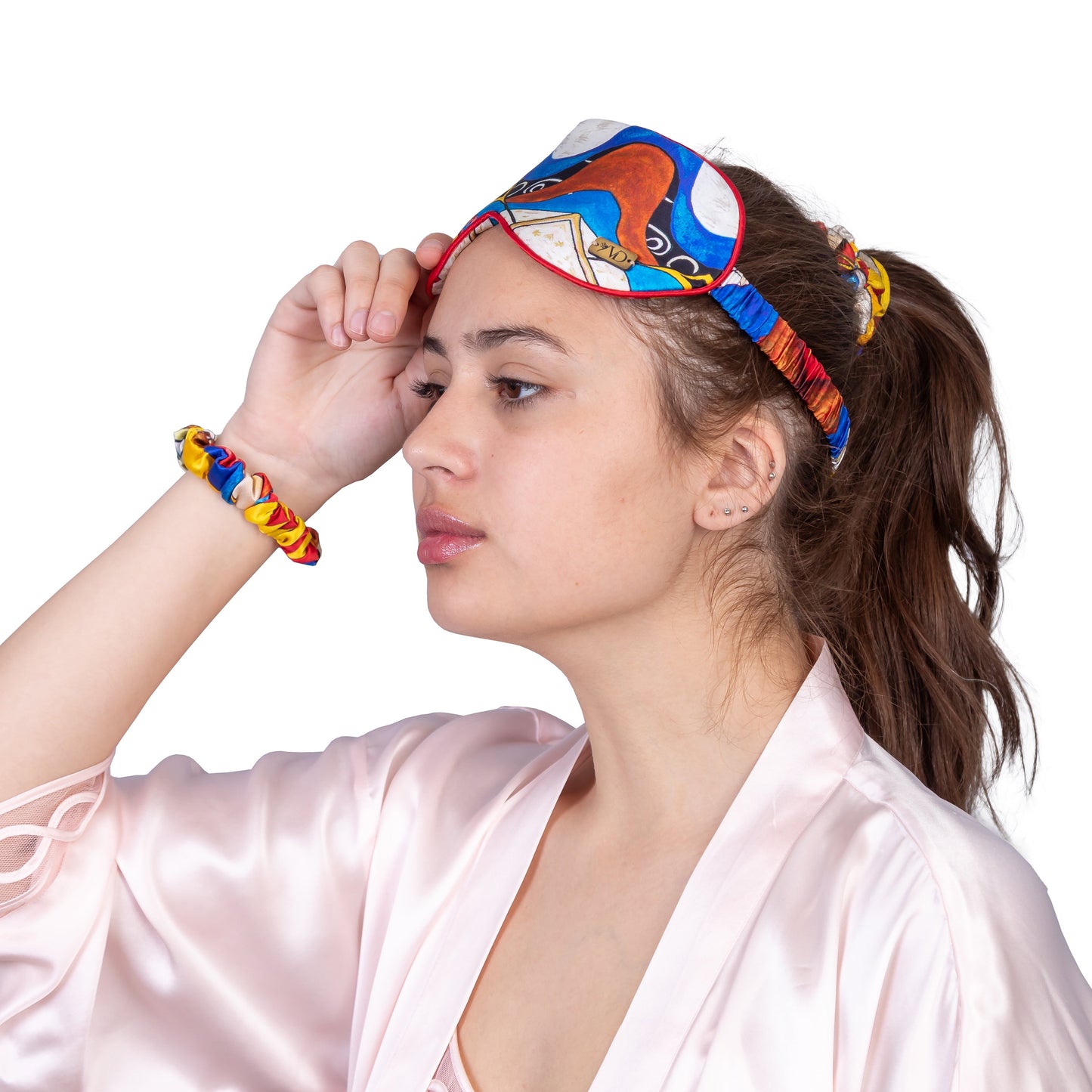 Blue Diamond Abstracto / Antifaz + 2 Scrunchies